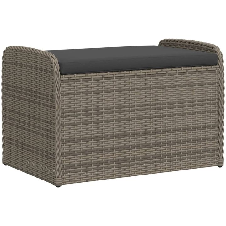 Förvaringsbänk med dyna grå konstrotting vidaXL 80 x 51 x 52 cm – bild 2