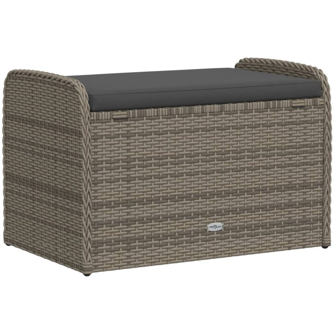 Förvaringsbänk med dyna grå konstrotting vidaXL 80 x 51 x 52 cm – bild 6
