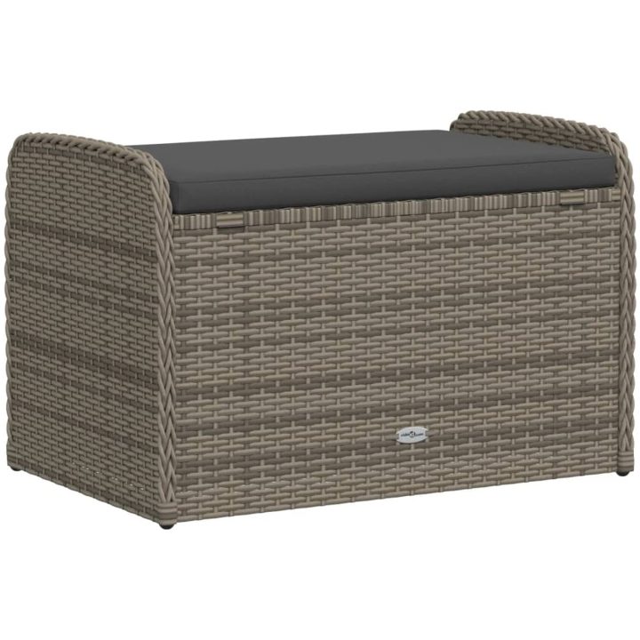 Förvaringsbänk med dyna grå konstrotting vidaXL 80 x 51 x 52 cm – bild 6