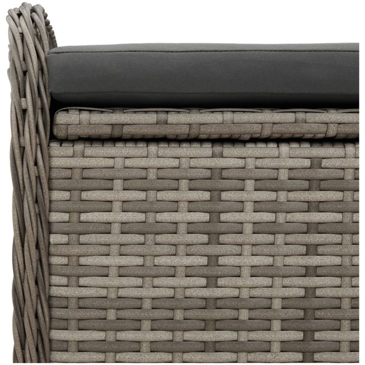 Förvaringsbänk med dyna grå konstrotting vidaXL 80 x 51 x 52 cm – bild 9