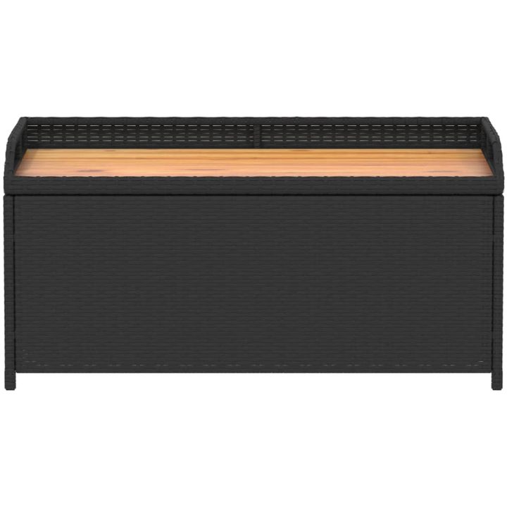 Förvaringsbänk svart konstrotting massiv akacia vidaXL 100 x 50 x 52 cm – bild 4