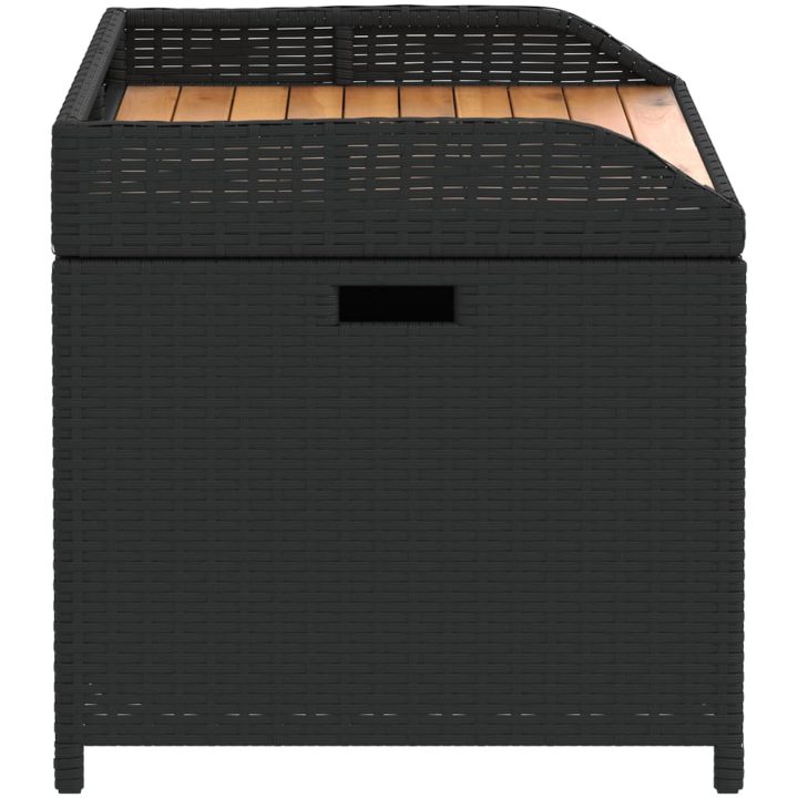 Förvaringsbänk svart konstrotting massiv akacia vidaXL 100 x 50 x 52 cm – bild 5