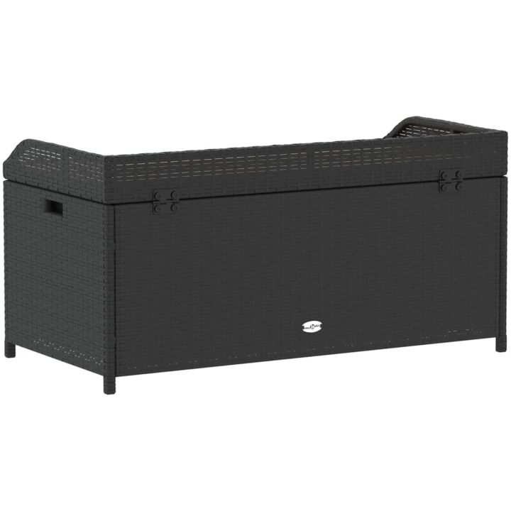 Förvaringsbänk svart konstrotting massiv akacia vidaXL 100 x 50 x 52 cm – bild 6