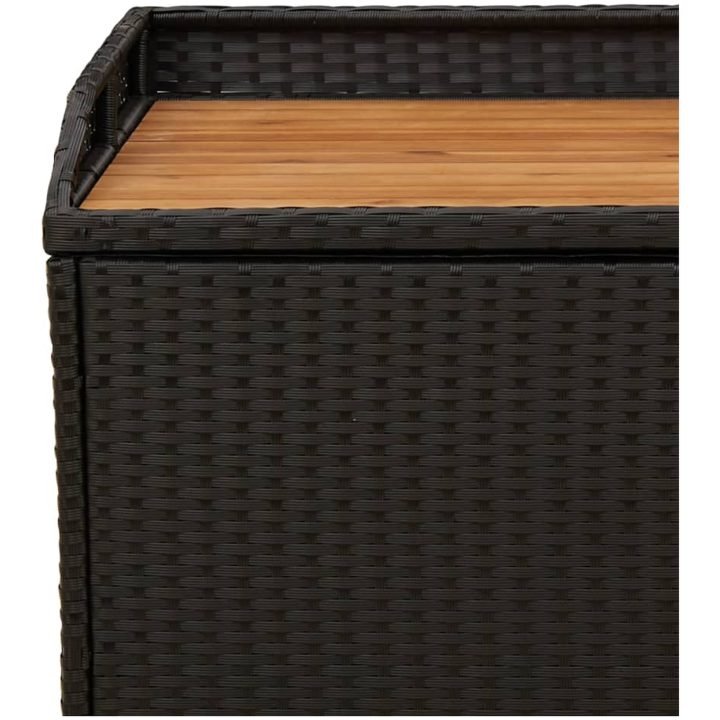 Förvaringsbänk svart konstrotting massiv akacia vidaXL 100 x 50 x 52 cm – bild 9