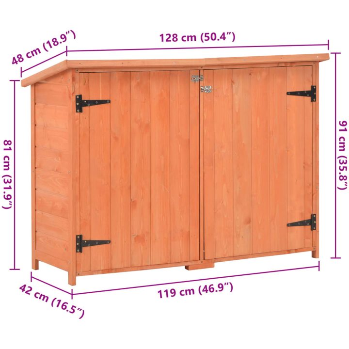 Förvaringsbod 128x42x91 cm trä vidaXL – bild 12