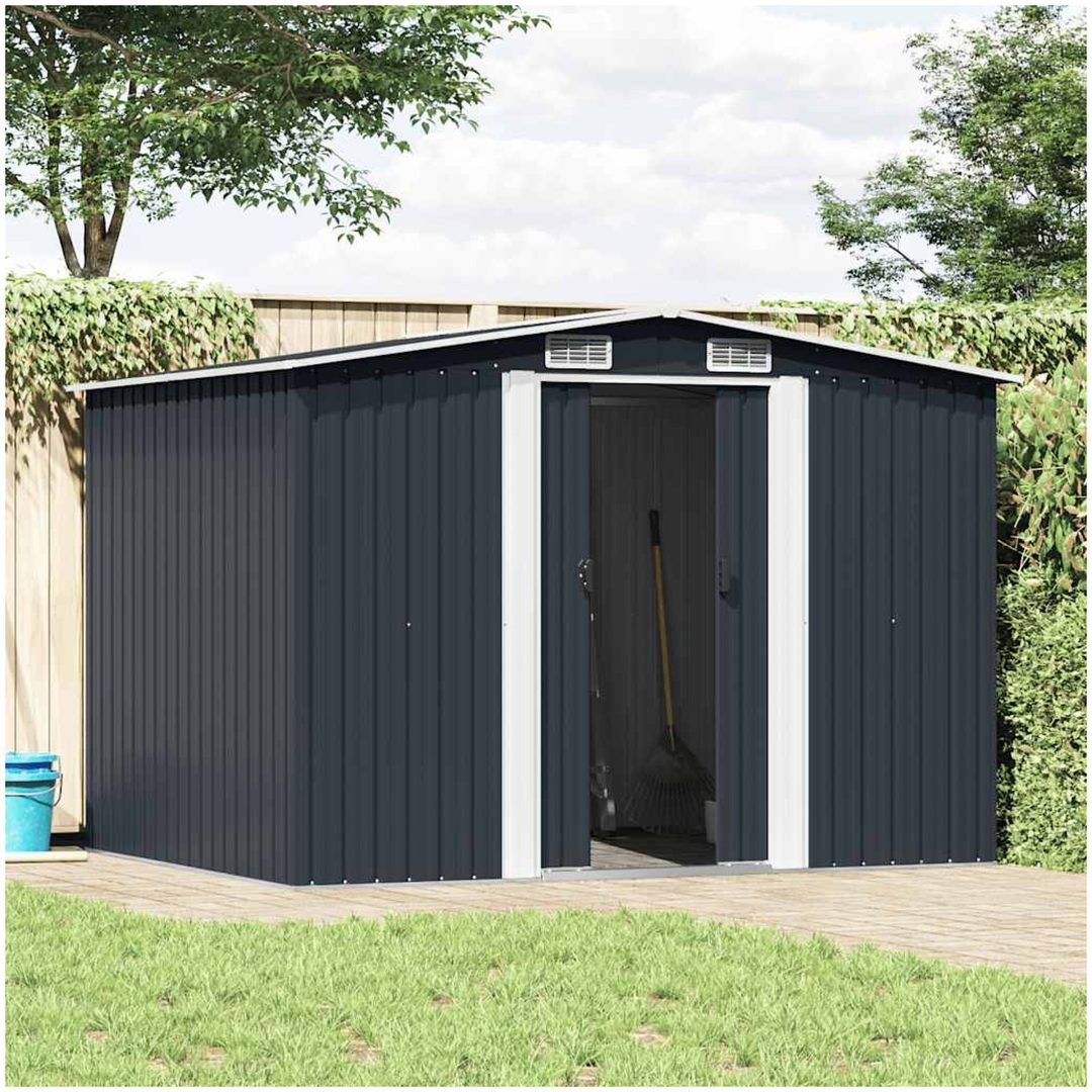 Förvaringsbod antracit stål 257x205x178 cm vidaXL – bild 2