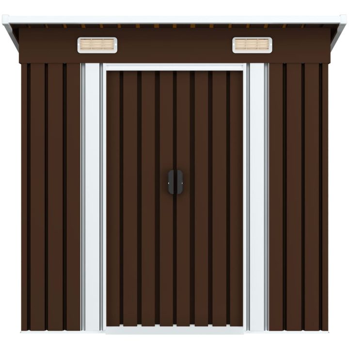 Förvaringsbod brun 194x121x181 cm stål vidaXL – bild 2