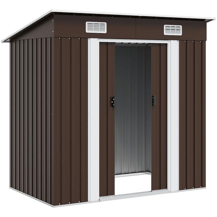 Förvaringsbod brun 194x121x181 cm stål vidaXL – bild 4