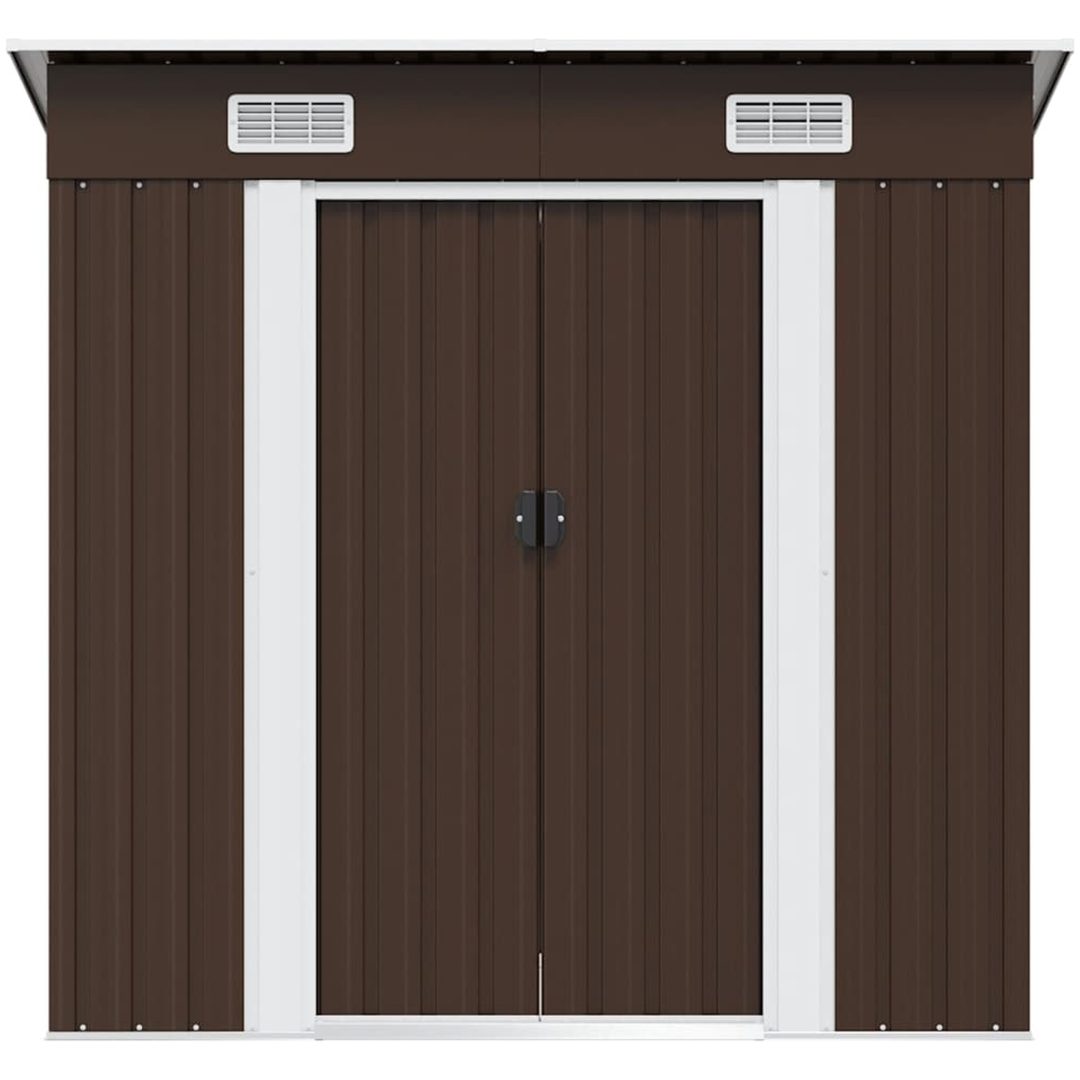 Förvaringsbod brun 194x121x181 cm stål vidaXL – bild 5