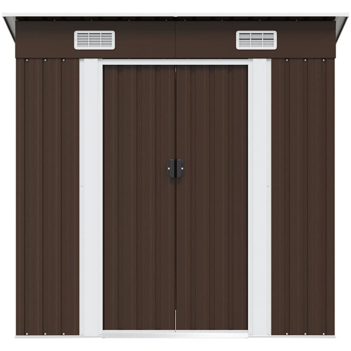 Förvaringsbod brun 194x121x181 cm stål vidaXL – bild 5