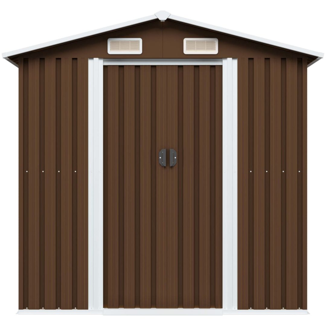 Förvaringsbod brun 204x132x186 cm stål vidaXL – bild 2