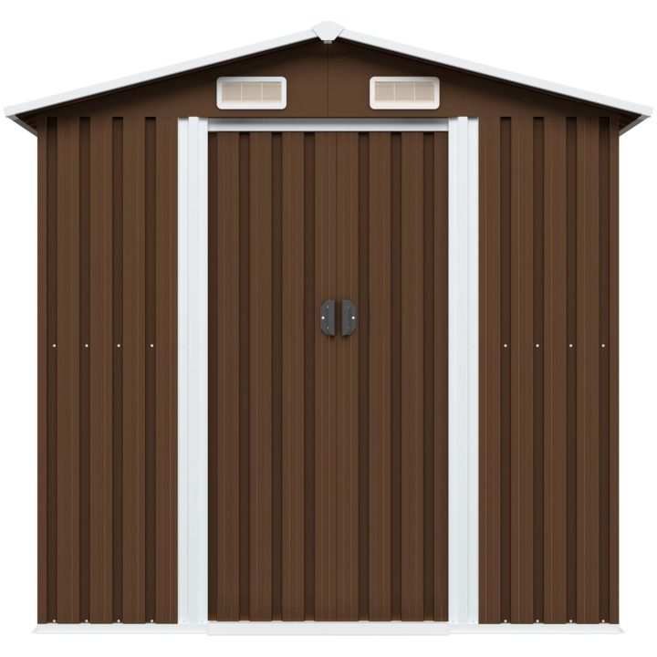 Förvaringsbod brun 204x132x186 cm stål vidaXL – bild 2