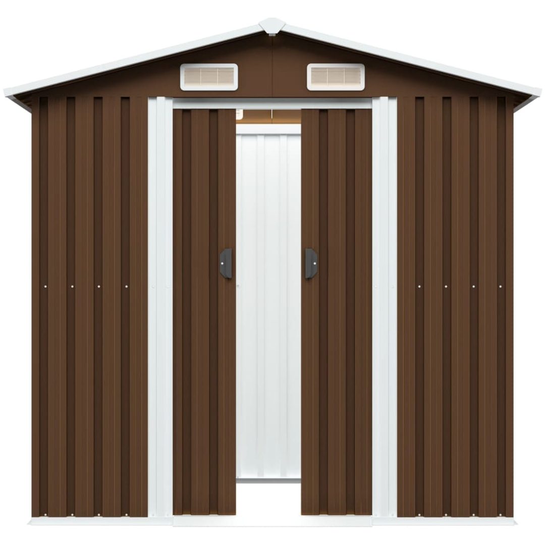 Förvaringsbod brun 204x132x186 cm stål vidaXL – bild 3