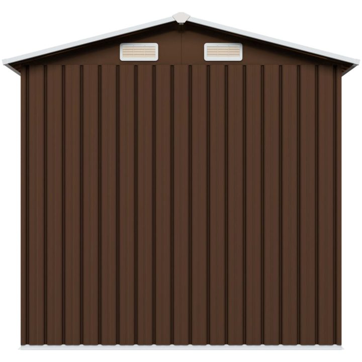 Förvaringsbod brun 204x132x186 cm stål vidaXL – bild 5