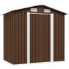Förvaringsbod brun 204x132x186 cm stål vidaXL – miniatyr 1