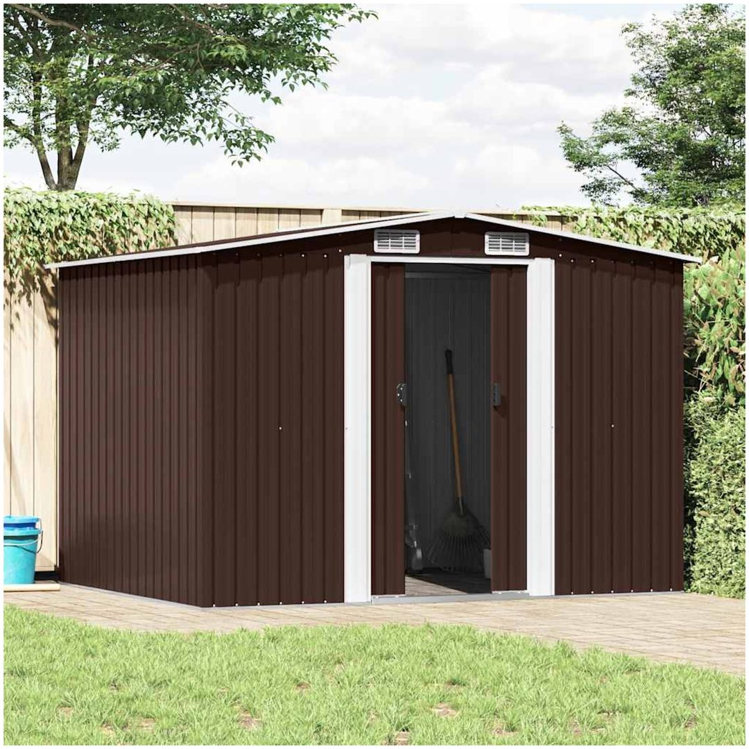 Förvaringsbod brun 257x205x178 cm stål vidaXL – bild 2