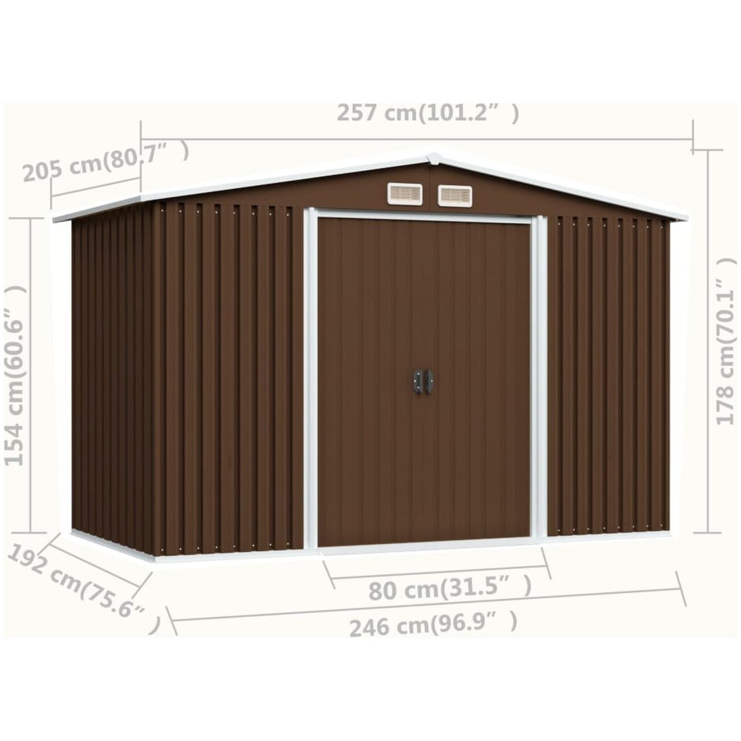 Förvaringsbod brun 257x205x178 cm stål vidaXL – bild 8