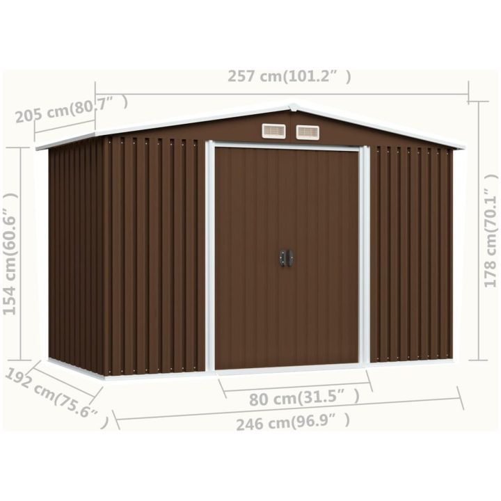 Förvaringsbod brun 257x205x178 cm stål vidaXL – bild 8