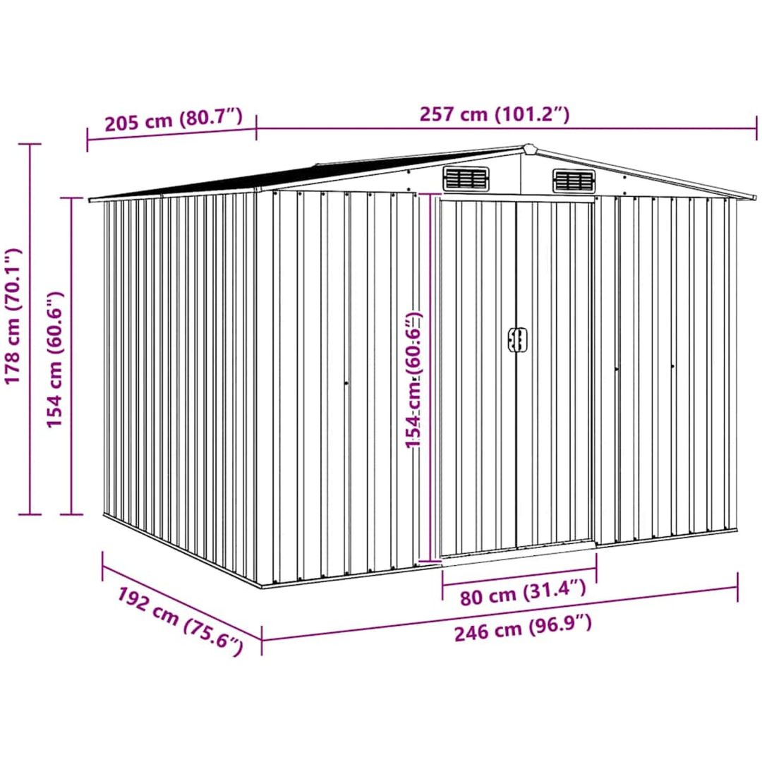 Förvaringsbod brun 257x205x178 cm stål vidaXL – bild 10
