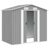 Förvaringsbod i metall grå 204x132x186 cm vidaXL – miniatyr 4