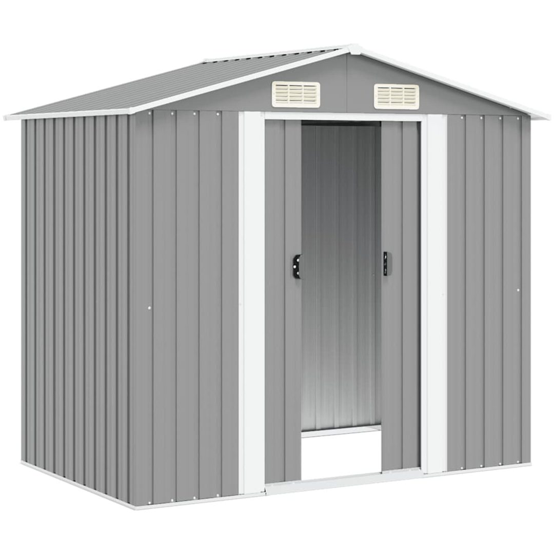 Förvaringsbod i metall grå 204x132x186 cm vidaXL – bild 4