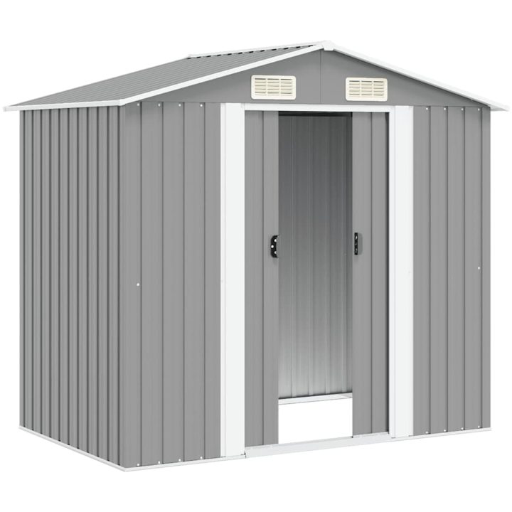 Förvaringsbod i metall grå 204x132x186 cm vidaXL – bild 4