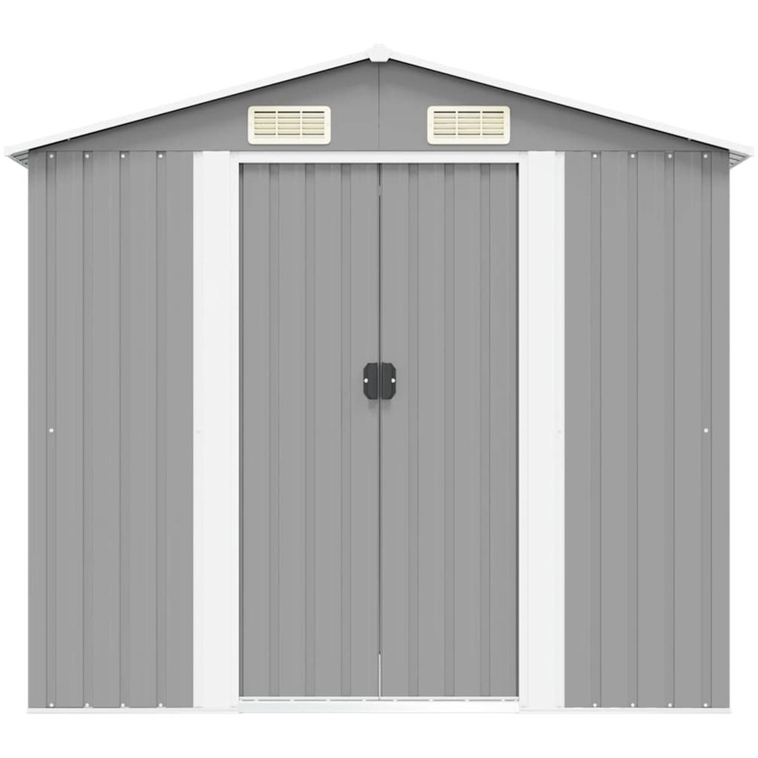 Förvaringsbod i metall grå 204x132x186 cm vidaXL – bild 5