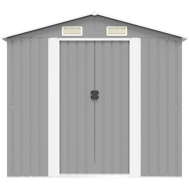 Förvaringsbod i metall grå 204x132x186 cm vidaXL – bild 5