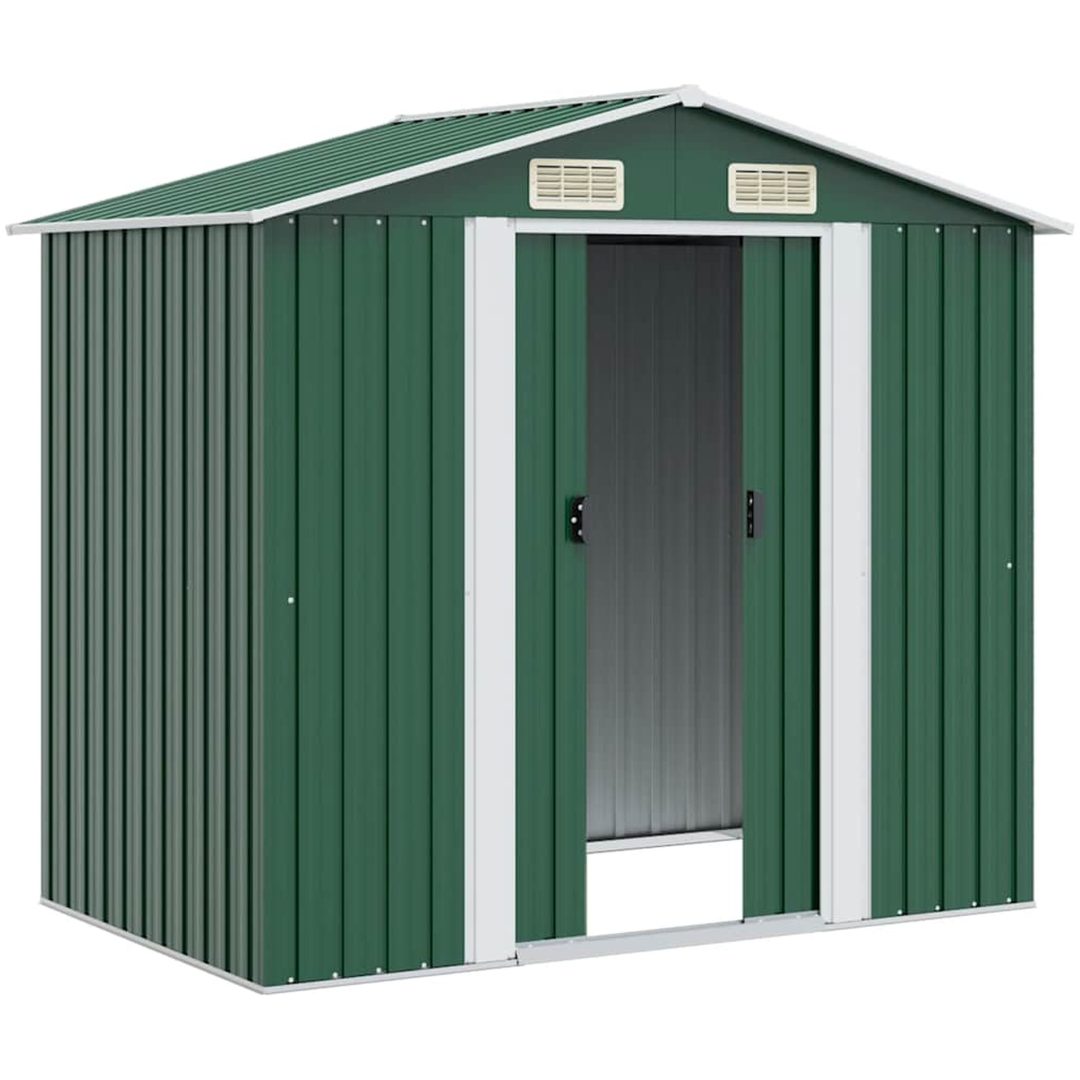 Förvaringsbod i metall grön 204x132x186 cm vidaXL – bild 4
