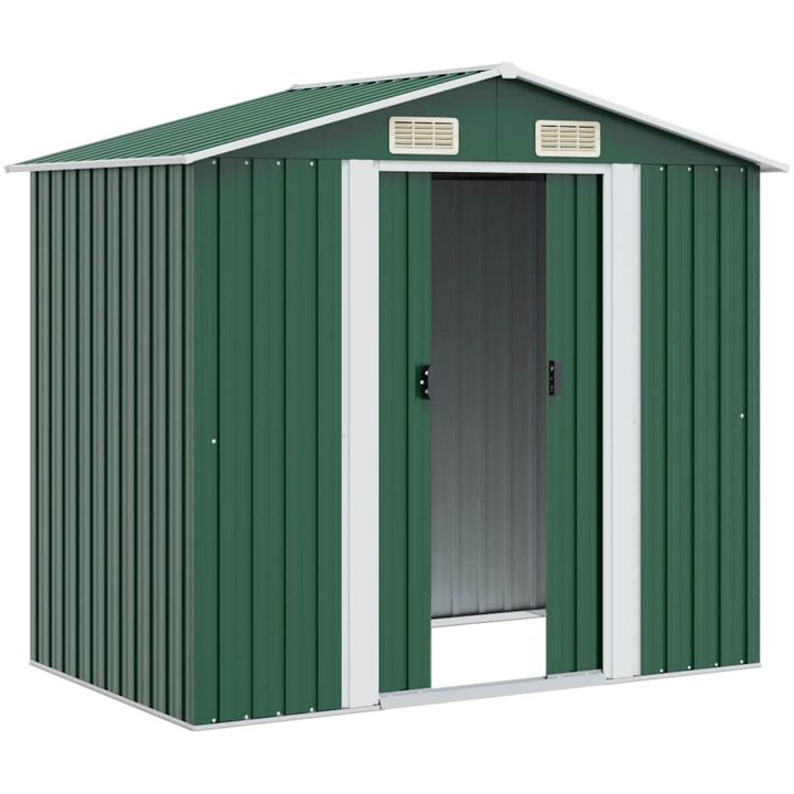 Förvaringsbod i metall grön 204x132x186 cm vidaXL – bild 4