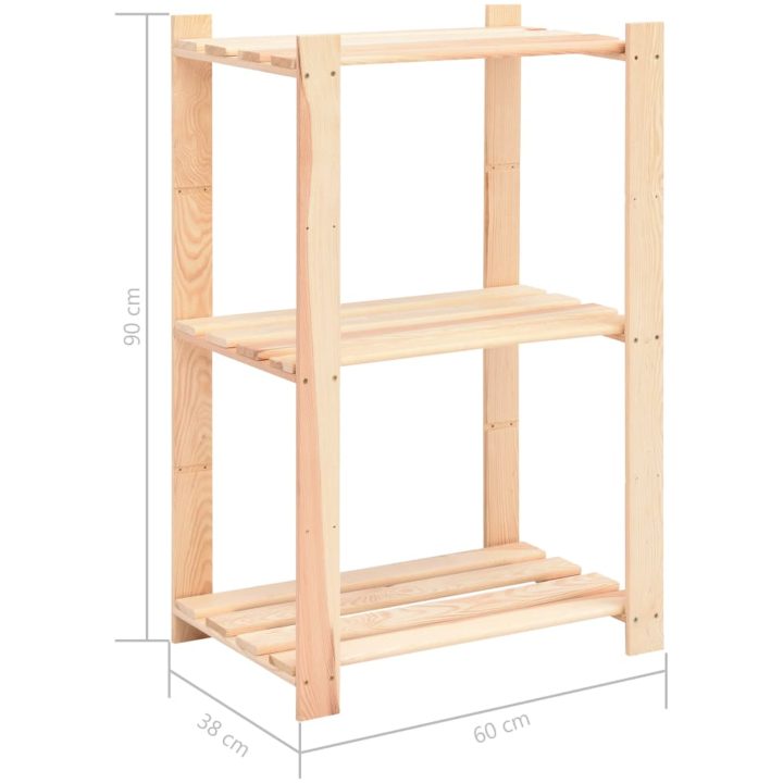 Förvaringshylla 3 hyllor 10 st 60x38x90 cm massiv furu 150 kg vidaXL – bild 8