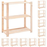 Förvaringshylla 3 hyllor 10 st 80x38x90 cm massiv furu 150 kg vidaXL