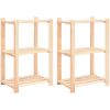 Förvaringshylla 3 hyllor 2 st 60x38x90 cm massiv furu 150 kg vidaXL – miniatyr 1