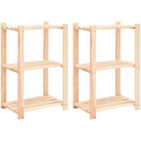 Förvaringshylla 3 hyllor 2 st 60x38x90 cm massiv furu 150 kg vidaXL