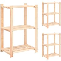 Förvaringshylla 3 hyllor 3 st 60x38x90 cm massiv furu 150 kg vidaXL