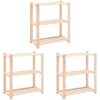 Förvaringshylla 3 hyllor 3 st 80x38x90 cm massiv furu 150 kg vidaXL – miniatyr 1