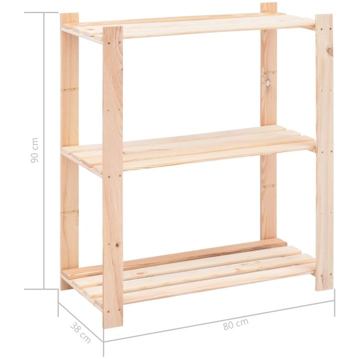 Förvaringshylla 3 hyllor 5 st 80x38x90 cm massiv furu 150 kg vidaXL – bild 8
