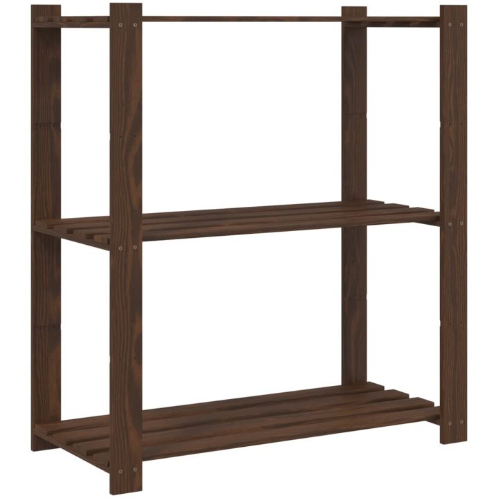 Förvaringshylla 3 hyllplan brun 80x38x90 massiv furu vidaXL 80 x 38 x 90 cm – bild 2