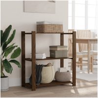 Förvaringshylla 3 hyllplan brun 80x38x90 massiv furu vidaXL