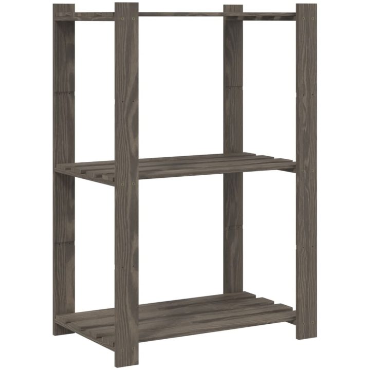 Förvaringshylla 3 hyllplan grå 60x38x90 massiv furu vidaXL 60 x 38 x 90 cm – bild 2
