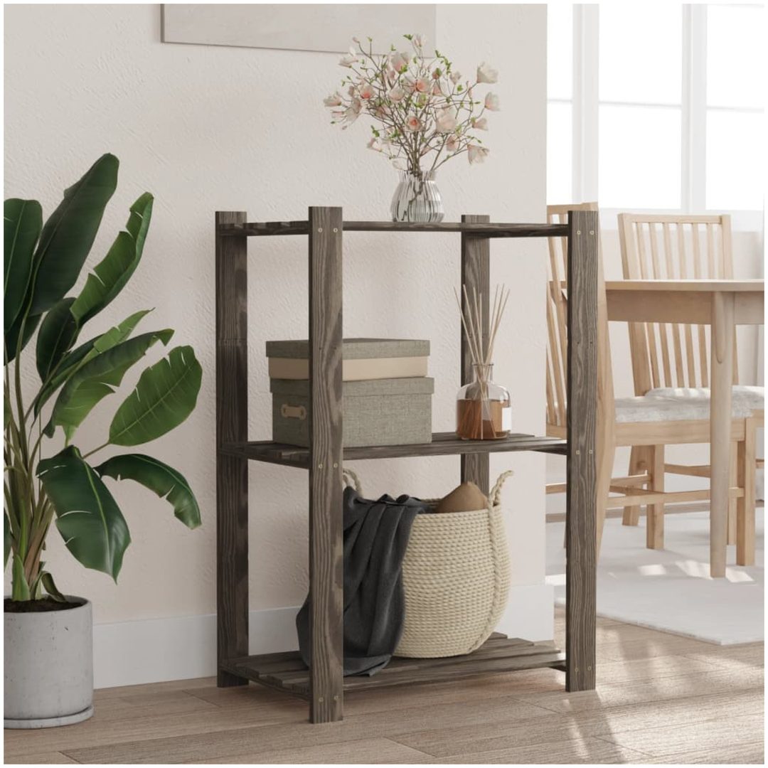 Förvaringshylla 3 hyllplan grå 60x38x90 massiv furu vidaXL 60 x 38 x 90 cm