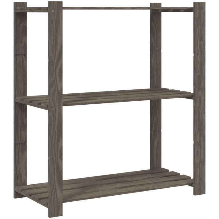 Förvaringshylla 3 hyllplan grå 80x38x90 massiv furu vidaXL 80 x 38 x 90 cm – bild 2