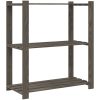 Förvaringshylla 3 hyllplan grå 80x38x90 massiv furu vidaXL 80 x 38 x 90 cm – miniatyr 5