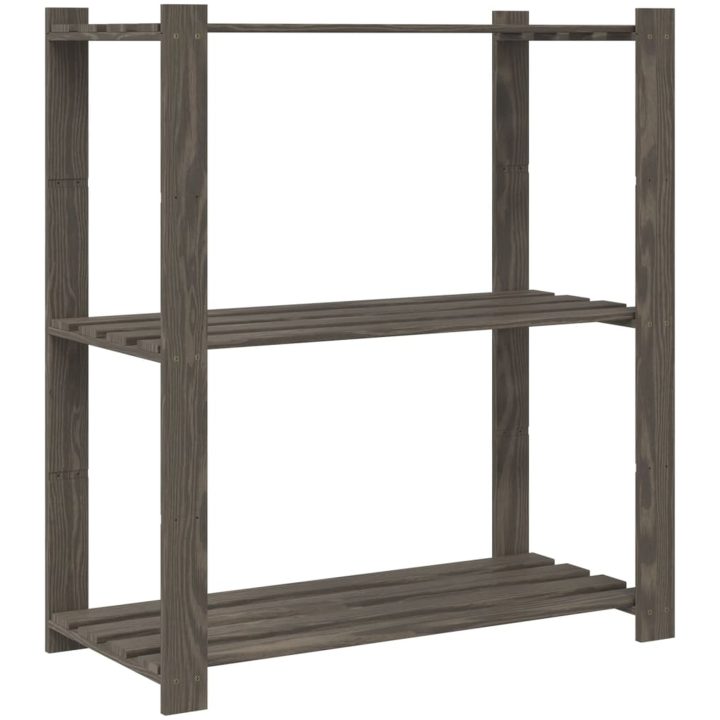 Förvaringshylla 3 hyllplan grå 80x38x90 massiv furu vidaXL 80 x 38 x 90 cm – bild 5