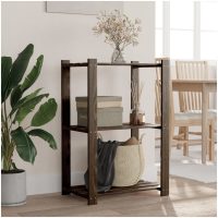 Förvaringshylla 3 hyllplan svart 60x38x90 massiv furu vidaXL