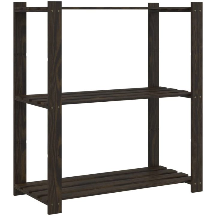 Förvaringshylla 3 hyllplan svart 80x38x90 massiv furu vidaXL 80 x 38 x 90 cm – bild 2