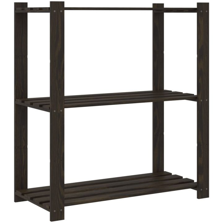 Förvaringshylla 3 hyllplan svart 80x38x90 massiv furu vidaXL 80 x 38 x 90 cm – bild 5