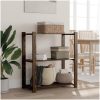 Förvaringshylla 3 hyllplan svart 80x38x90 massiv furu vidaXL 80 x 38 x 90 cm – miniatyr 1