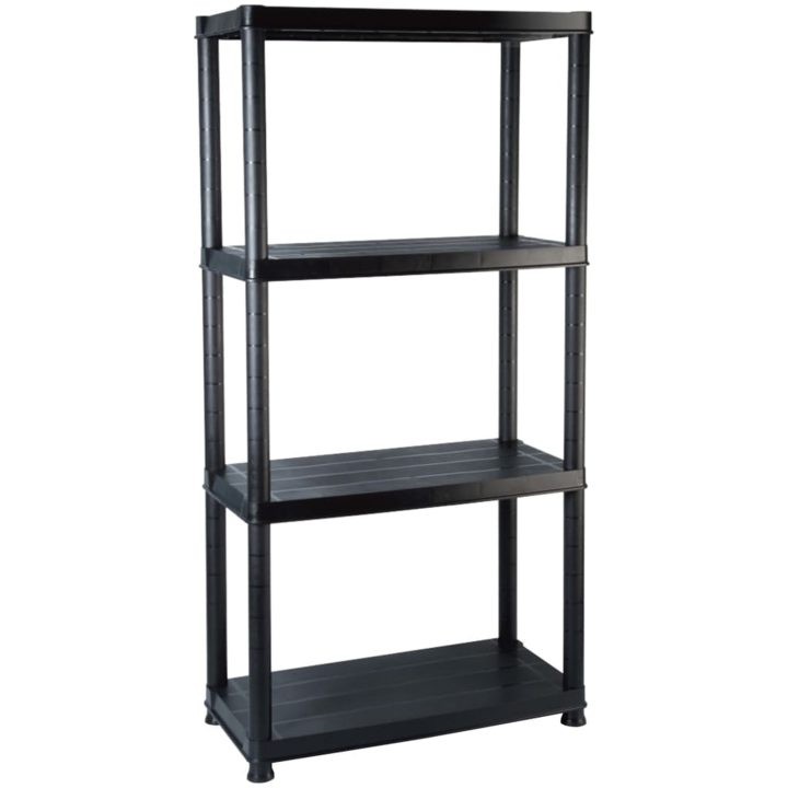 Förvaringshylla 4 hyllor svart plast vidaXL 61 x 30.5 x 130 cm – bild 2