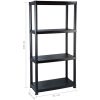 Förvaringshylla 4 hyllor svart plast vidaXL 61 x 30.5 x 130 cm – miniatyr 7